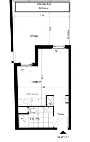 Vincennes Studio  meublé  29 m2 avec Terrasse 22.40m2
