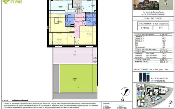 Appartement à vendre    5 pièces • 104,50 m2 Châteauneuf-Grasse