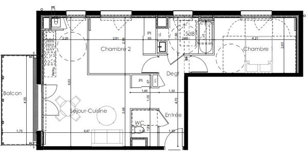 Appartement Laval 61.62 m²
