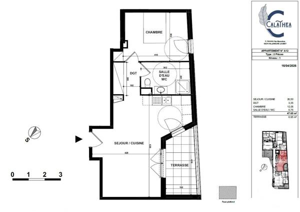 Appartement F2 à vendre  2 pièces - 47,65 m 2   VILLENEUVE LOUBET  - 06