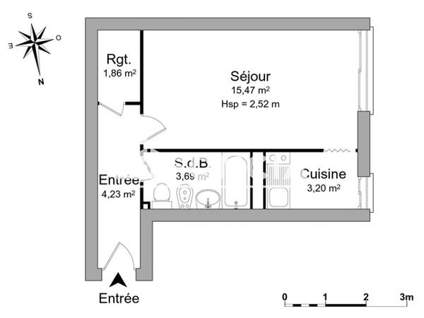 Location Studio 28.45 m² - 84 AVENUE BAUDIN Limoges 87000