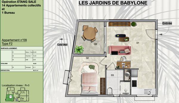 Appartement 2 pièces 49m² + Varangue – à Étang Salé