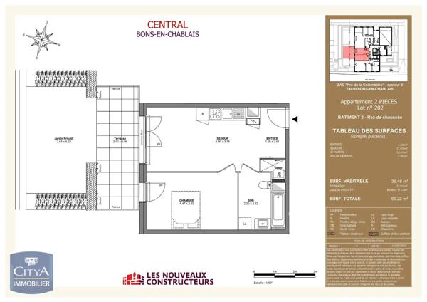 Appartement à louer 2 pièces 39.48m² Bons-en-Chablais (74890)