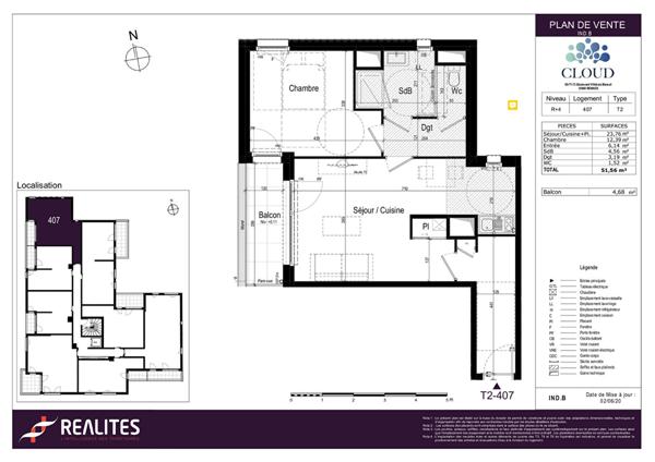 Appartement T2 51.56 m² - 71 boulevard Villebois-Mareuil RENNES- CLOUD,  
Rennes 35000