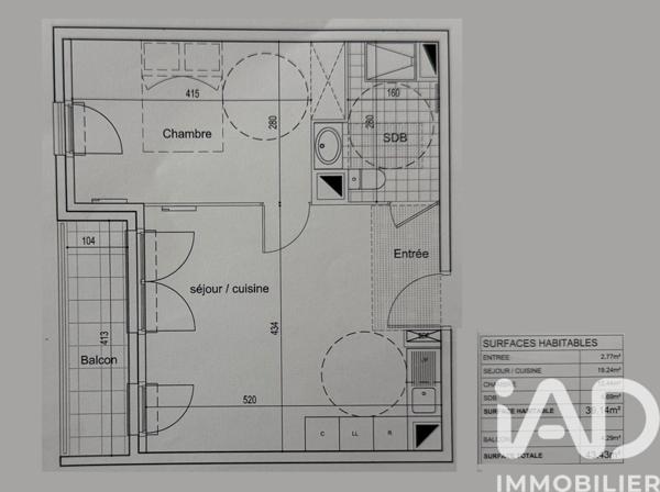 Appartement à vendre 2 pièces 39,14 m² Brie-Comte-Robert