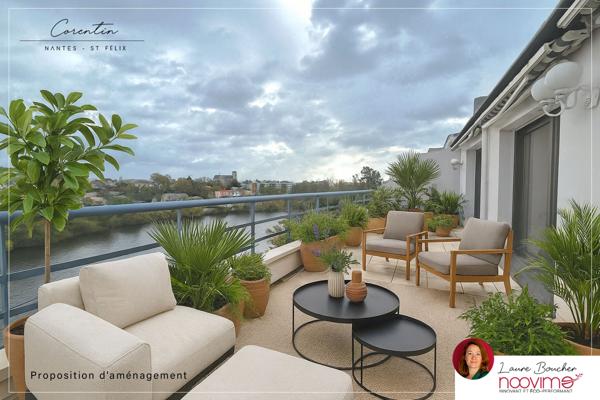 Saint-Félix vue Erdre, 5 pièces 121 m2 dernier étage avec 2 terrasses 3 garages