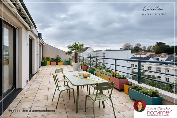 Saint-Félix vue Erdre, 5 pièces 121 m2 dernier étage avec 2 terrasses 3 garages