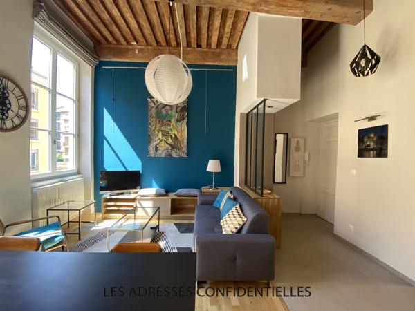 Lyon 1er - Croix Rousse - Superbe appartement canut T2 meublé avec mezzanine