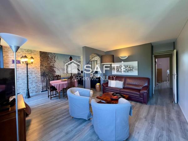 T5 80m² meublé – câble métro 8, cave, parking