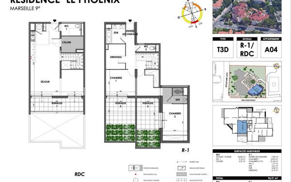 Appartement à vendre    3 pièces • 96,91 m2 Marseille 9