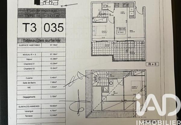 Appartement à vendre 3 pièces 57,16 m² Saint-Denis
