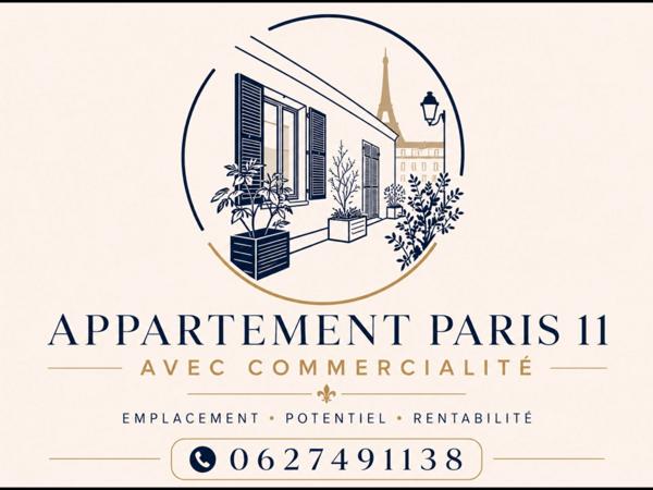À VENDRE – APPARTEMENT AVEC COMMERCIALITÉ 91 m² 3 PIECES  PARIS 11EME ARRONDISSEMENT (75)