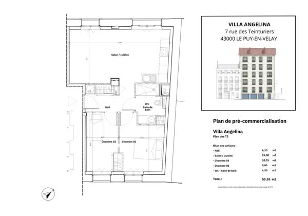 Vente Appartement55,55 m² - 3 Pièces - LE PUY EN VELAY (43000)