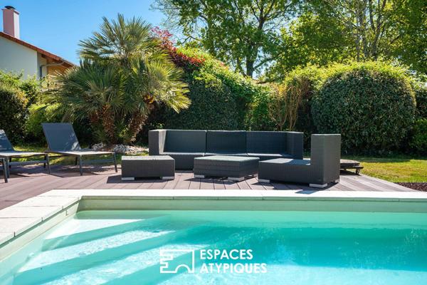 Maison familiale sur jardin paysagé et piscine en impasse