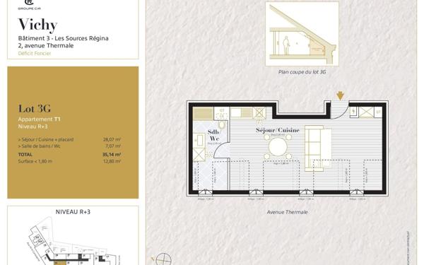 Appartement à louer    1 pièce • 35,14 m2 Vichy