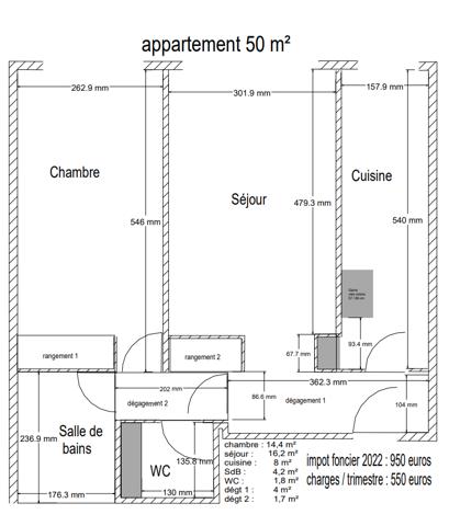 Appartement 2 pièces - 50 m²