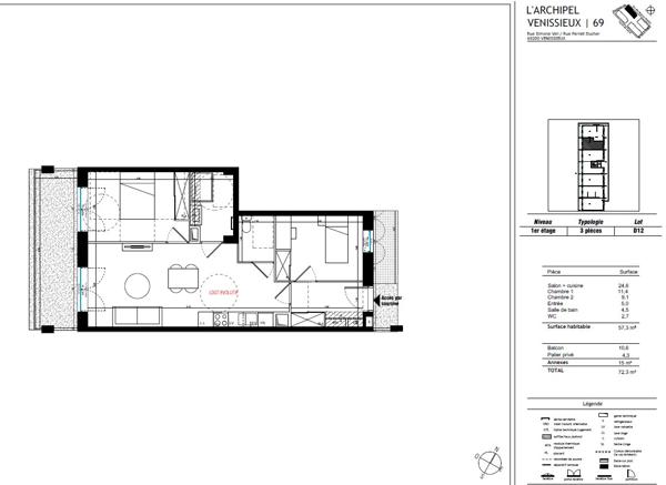 Vénissieux (69200) BRS - T3 avec balcon