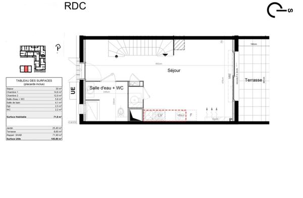 Maison 72 m², Jardin plein Sud, 2 chambres, Stationnement privatif