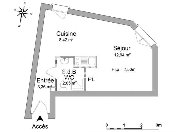 Location Studio meublé 27.37 m² - 6 RUE DU DOCTEUR BLANCHE Rouen 76000