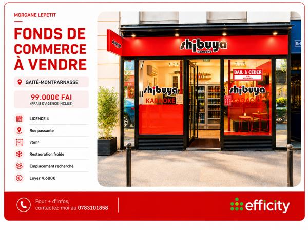Fonds De Commerce
        
        - 75 m² Exclusivité 99 000 € *