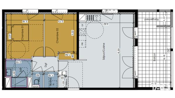 Appartement (neuf) à vendre 3 pièces 65 m² Échirolles