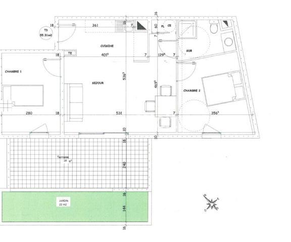 Appartement 3 pièces - 55 m² Exclusivité efficity
