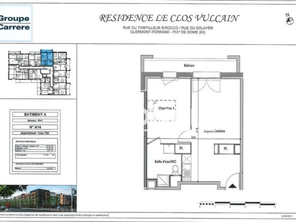 Location Appartement 2 pièces 41.78 m² - 27 RUE DU SOLAYER Clermont-ferrand 63000
