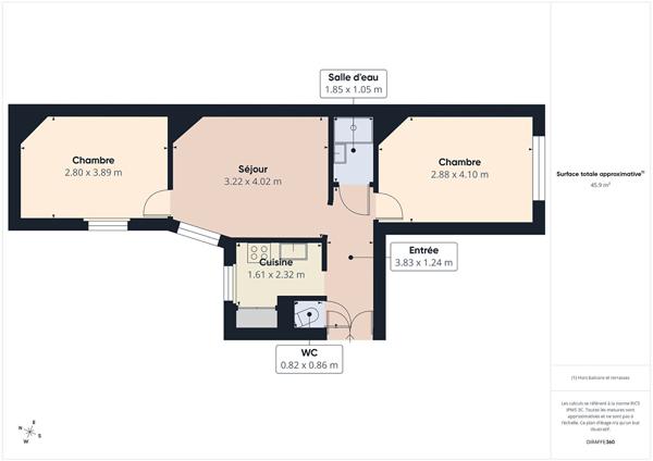 Appartement 3 pièces 46.51 m2