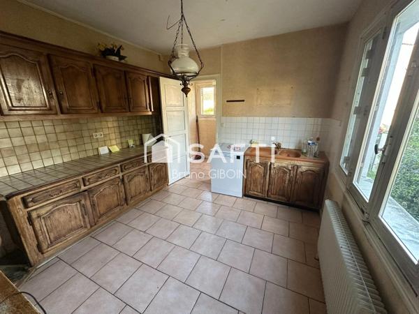 Maison 85 m², 3 pièces, 2 chambres, sous-sol, cave et terrain