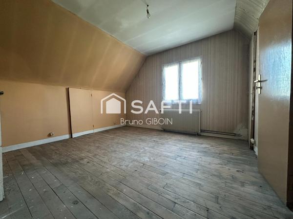 Maison 85 m², 3 pièces, 2 chambres, sous-sol, cave et terrain