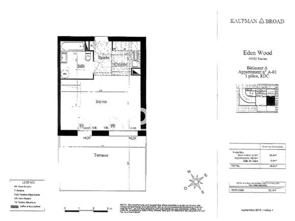 Location Studio 34 m² - 42 RUE DE LA GRANGE AU LOUP Nantes 44300