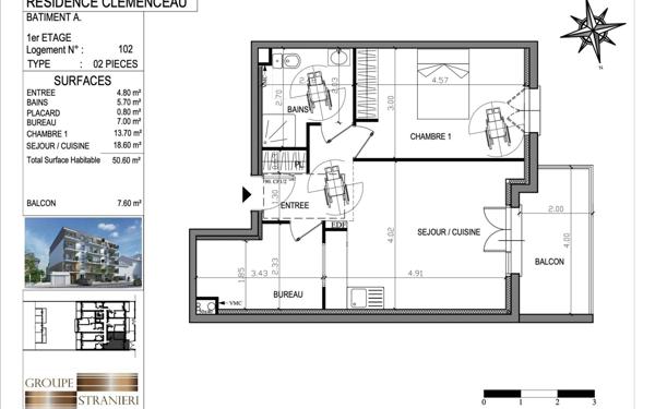 Appartement à vendre    2 pièces •  Neuilly-Plaisance