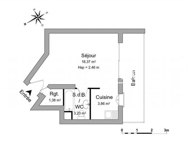 Location Studio 26.84 m² - 18 AVENUE JULES REIN Sartrouville 78500
