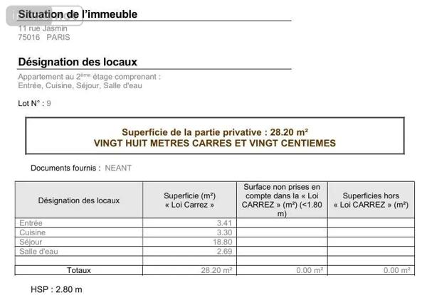 Achat - Appartement Paris 16e Arrondissement 75016 1 pièce 28 m 2 242 m 2