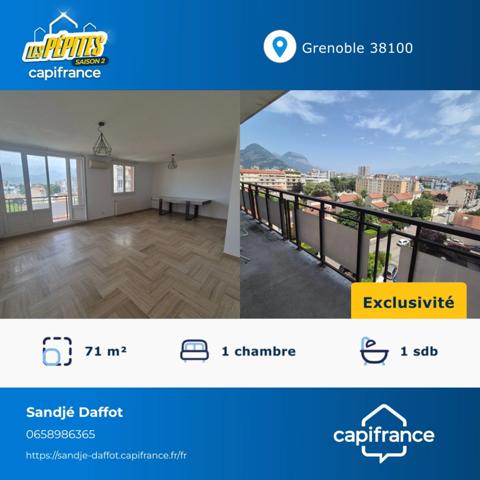 Appartement 3 pièces à vendre – Grenoble / Eaux Claires Vue Belledonne & Chartreuse – Calme absolu en intérieur de copropriété