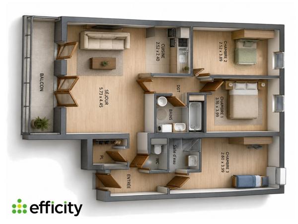 Appartement
         4 pièces
        - 78 m² 232 950 € *