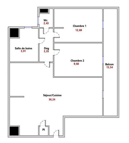 Appartement 3 pièces - 75 m²