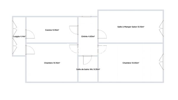 Appartement 3 pièces - 58 m² Exclusivité efficity