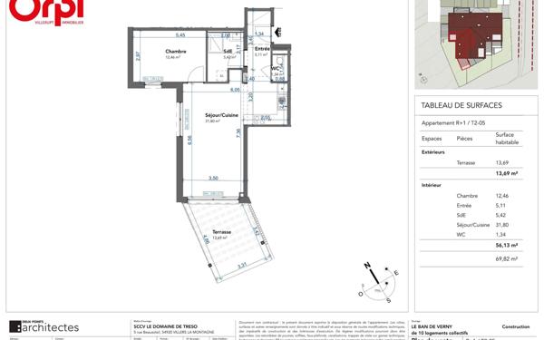 Appartement à vendre    2 pièces • 56 m2 Verny