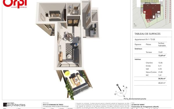 Appartement à vendre    2 pièces • 56 m2 Verny