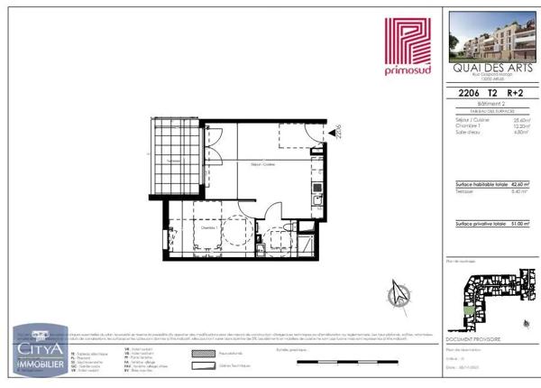 Appartement à louer 2 pièces 42.6m²