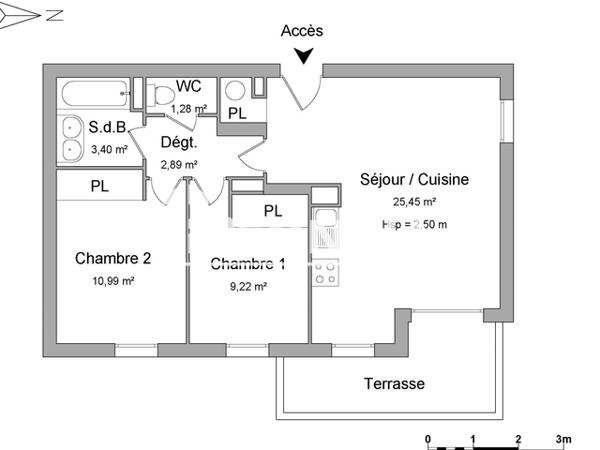 Location Appartement 3 pièces 53.23 m² - 6/8 ALLEE ARMONVILLE Poitiers 86000