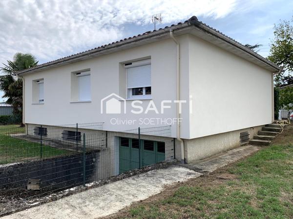 Tonneins (47400) : Maison de 90 m² rénovée avec jardin de 660 m² – Isolation par l'extérieur, double vitrage neuf & sous-sol aménageable !