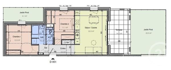 appartement à vendre  3 pièces - 58,80 m2 CHALLES LES EAUX - 73