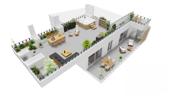 Eze Bord de mer, Superbe 4 pièces Toit-Terrasse avec Jacuzzi