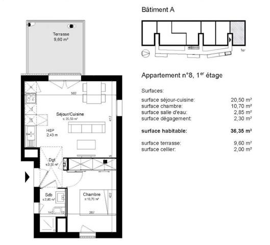 Appartement T2 avec terrasse à Béziers