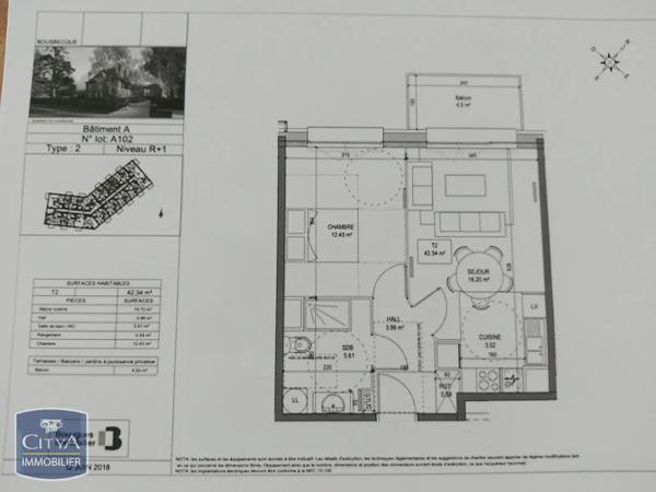 Appartement à louer 2 pièces 42.34m² Bousbecque (59166)