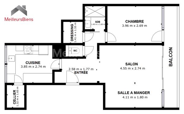 Charmant 2 pièces 55 m²