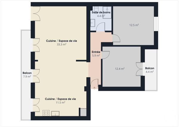 Appartement F3 à vendre  4 pièces - 81,90 m2 STE GENEVIEVE DES BOIS - 91