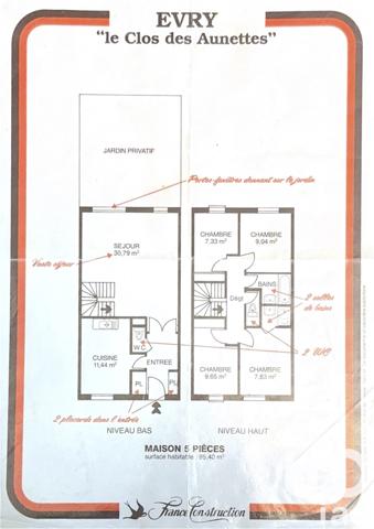 Maison à vendre 5 pièces 92 m² Évry